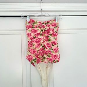 Zara Pink Floral Bodysuit NEW Size Medium